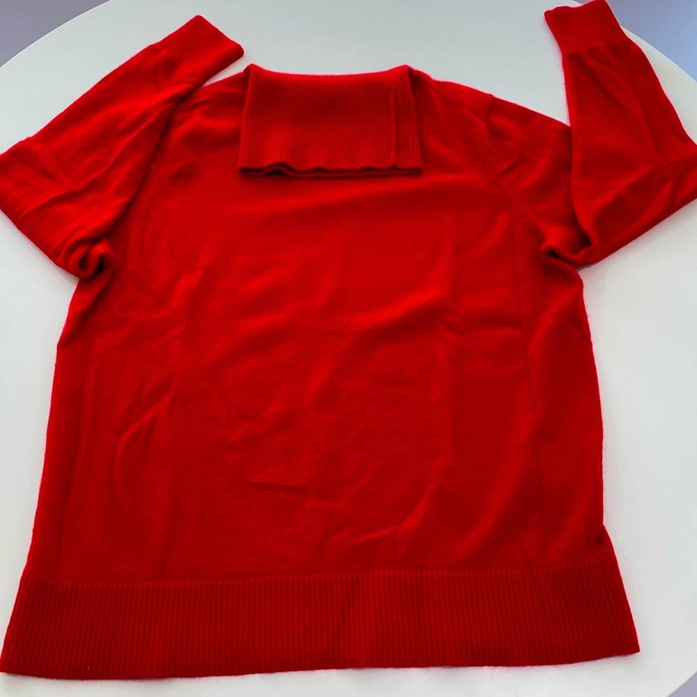 Lands End perfect red 100% 2 ply cashmere turtleneck sweater 1x
